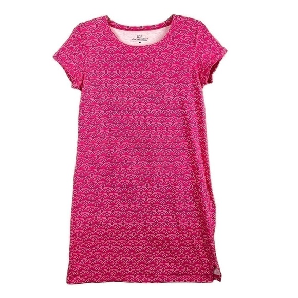 Vineyard Vines T-shirt Dress XS Pink Whale Tail Print Crewneck Mini Dress - Picture 1 of 6